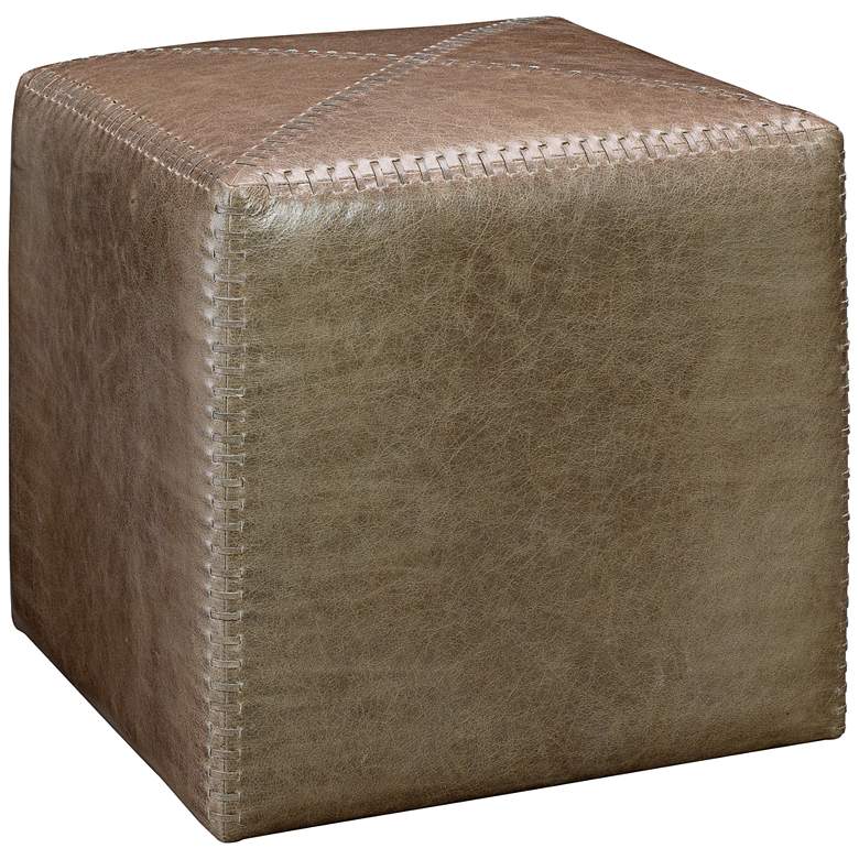 Image 1 Jamie Young Leah Taupe Leather Small Ottoman