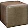 Jamie Young Leah Taupe Leather Small Ottoman