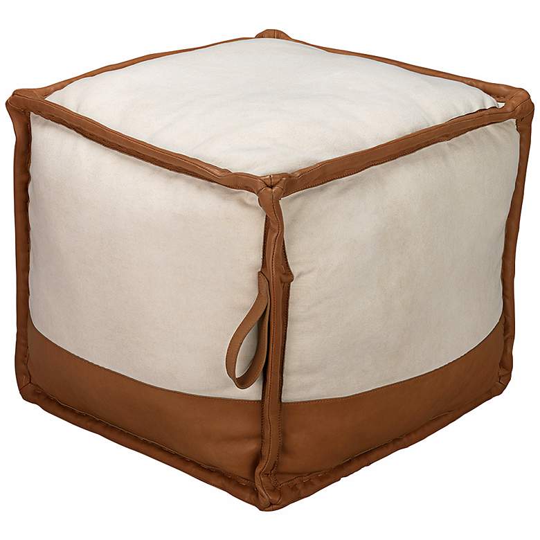 Image 1 Jamie Young Leather and Canvas Pouf