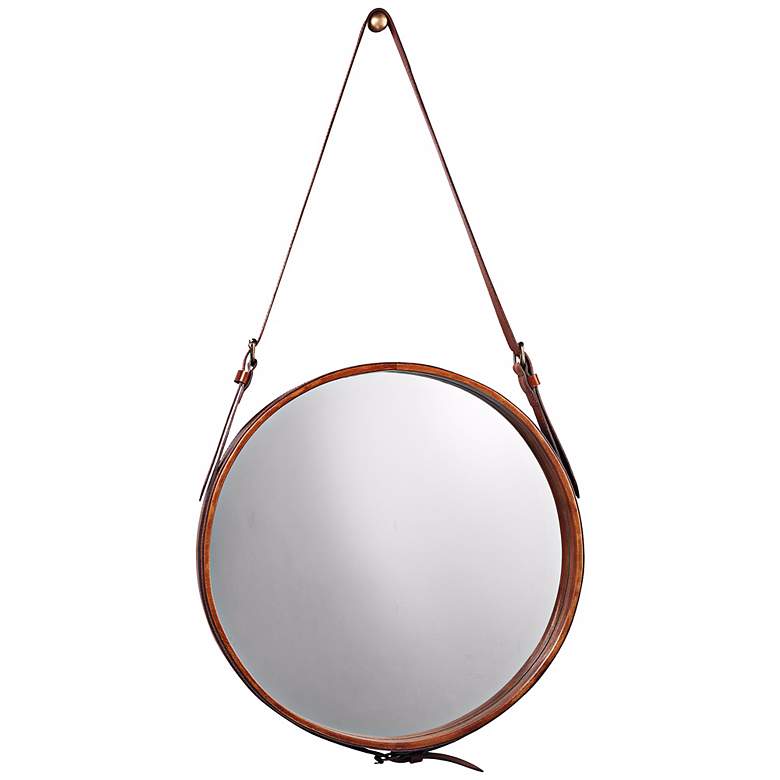 Image 2 Jamie Young Leather Strap 16 inch Round Wall Mirror
