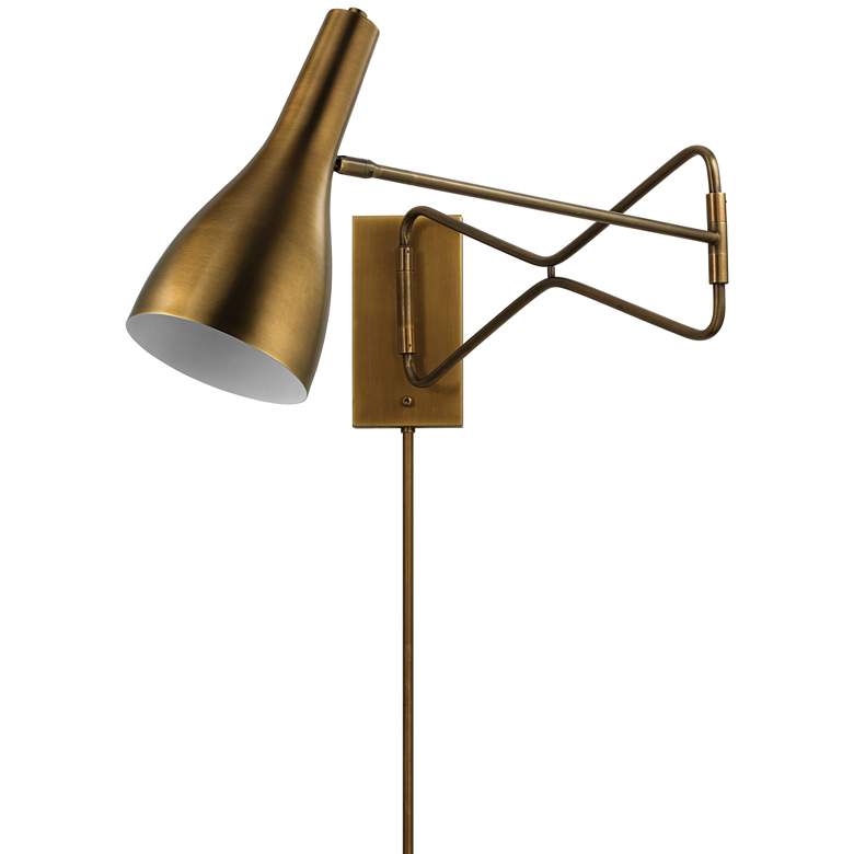 Image 1 Jamie Young Lenz Antique Brass Plug-In Swing Arm Wall Lamp