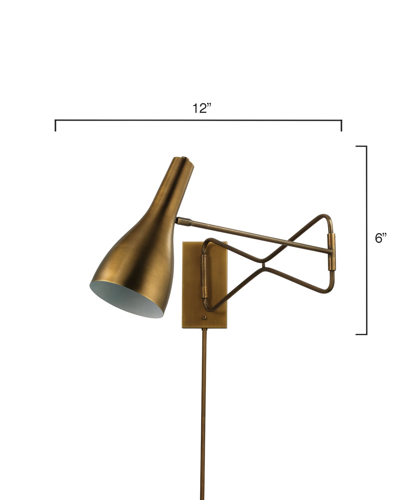 Image 3 Jamie Young Lenz Antique Brass Plug-In Swing Arm Wall Lamp more views