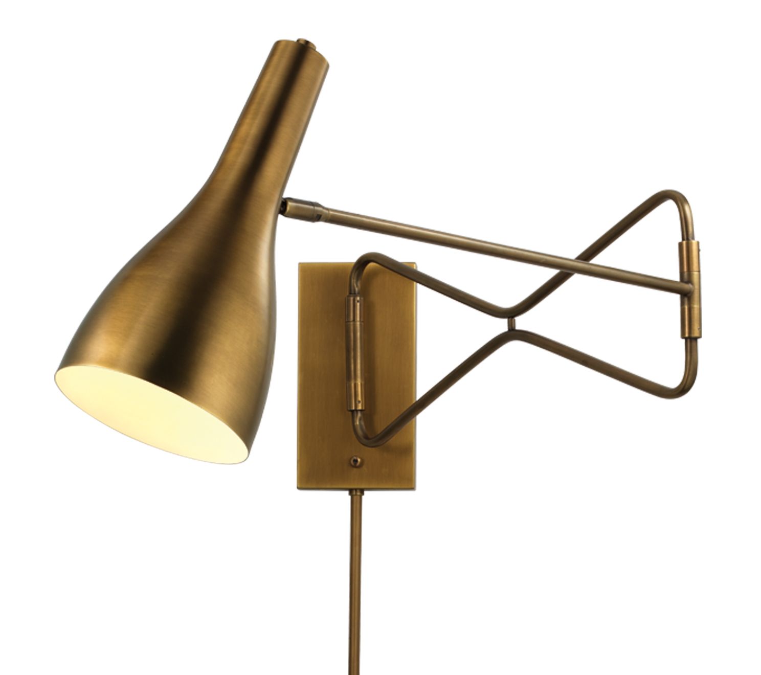 Image 5 Jamie Young Lenz Antique Brass Plug-In Swing Arm Wall Lamp more views