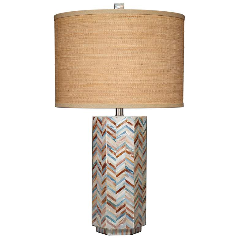 Image 2 Jamie Young Lucille Mother of Pearl Table Lamp with Raffia Shade