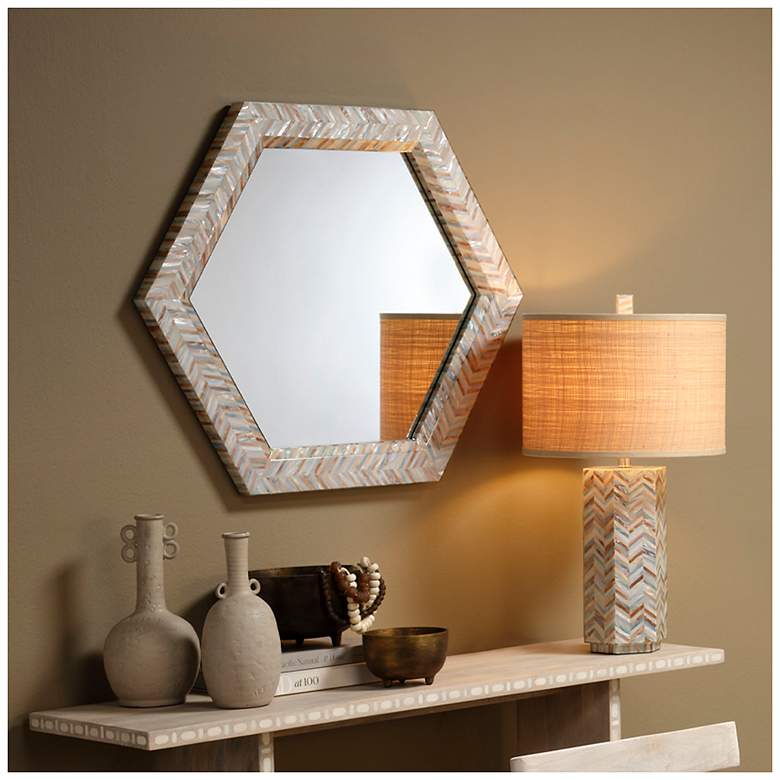 Image 3 Jamie Young Lucille Mother of Pearl Table Lamp with Raffia Shade more views