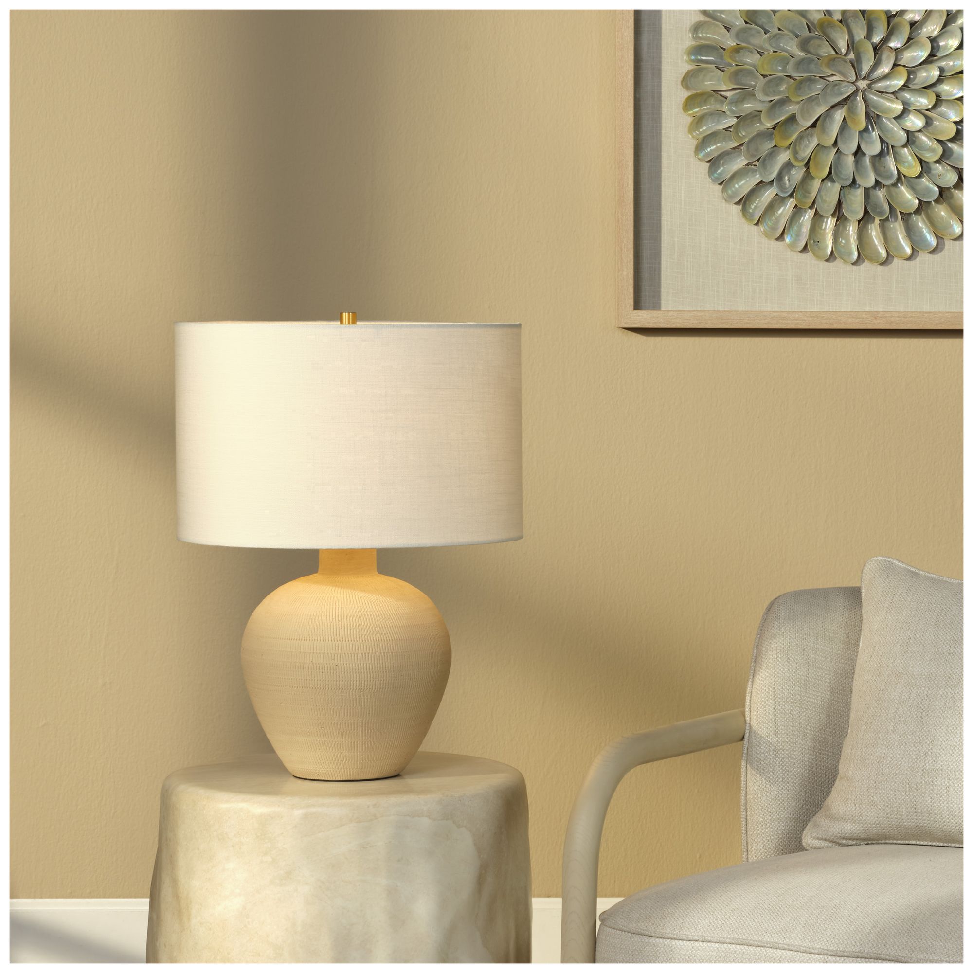 Image 4 Jamie Young Macaroon Ceramic Table Lamp 21" in Beige more views