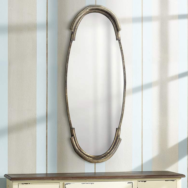 Image 1 Jamie Young Margaux Silver 17" x 45" Oval Wall Mirror
