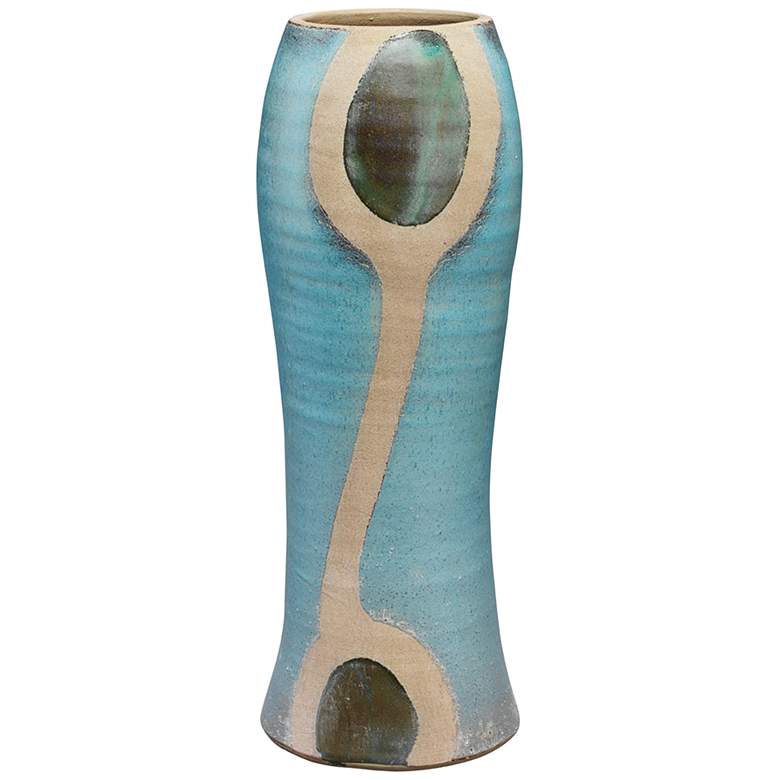 Image 1 Jamie Young Maryln 14 1/4"H Blue and Natural Decorative Vase
