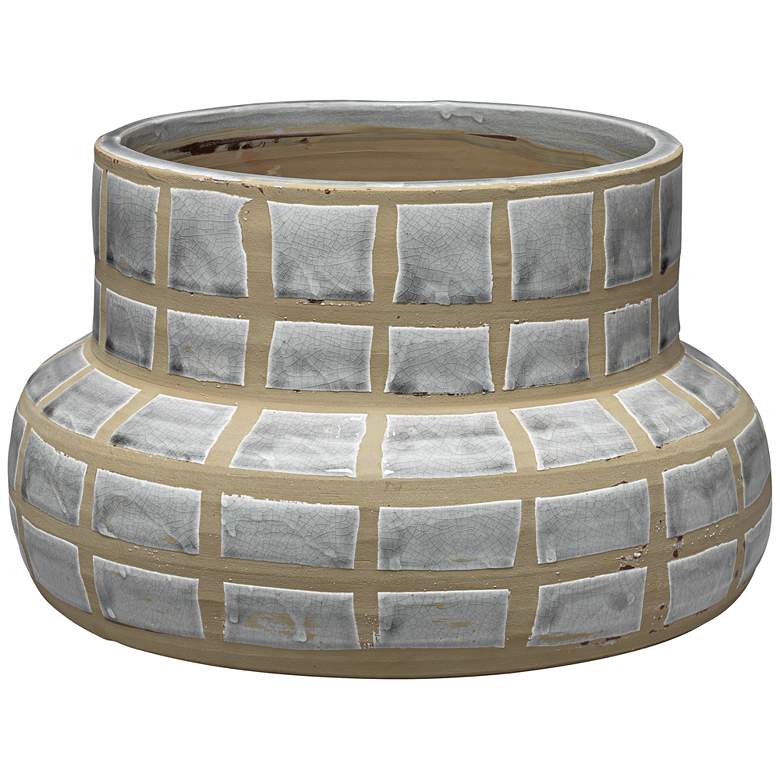 Image 1 Jamie Young Maxie Grid Gray 14" Wide Ceramic Vase