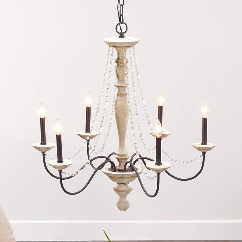 Image 1 Jamie Young Maybel 6-Light Iron and Wood Chandelier