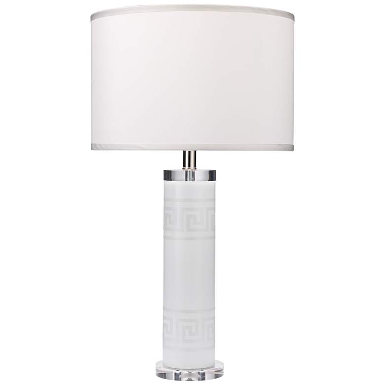 Image 1 Jamie Young Meandros White Glass Etched Greek Key Table Lamp