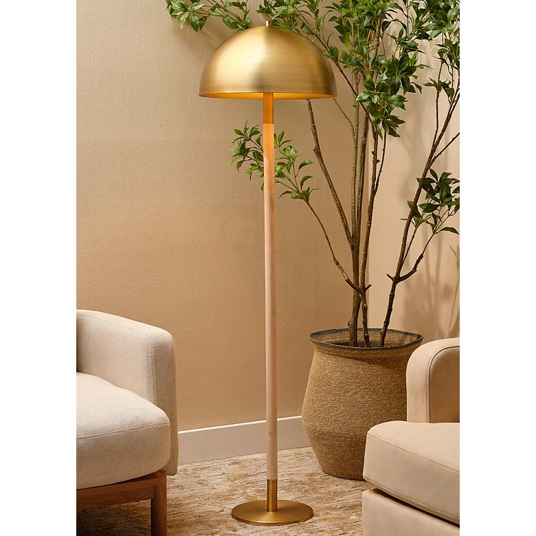 Image 1 Jamie Young Merlin 58" High Metal and Wood Mushroom Dome Floor Lamp