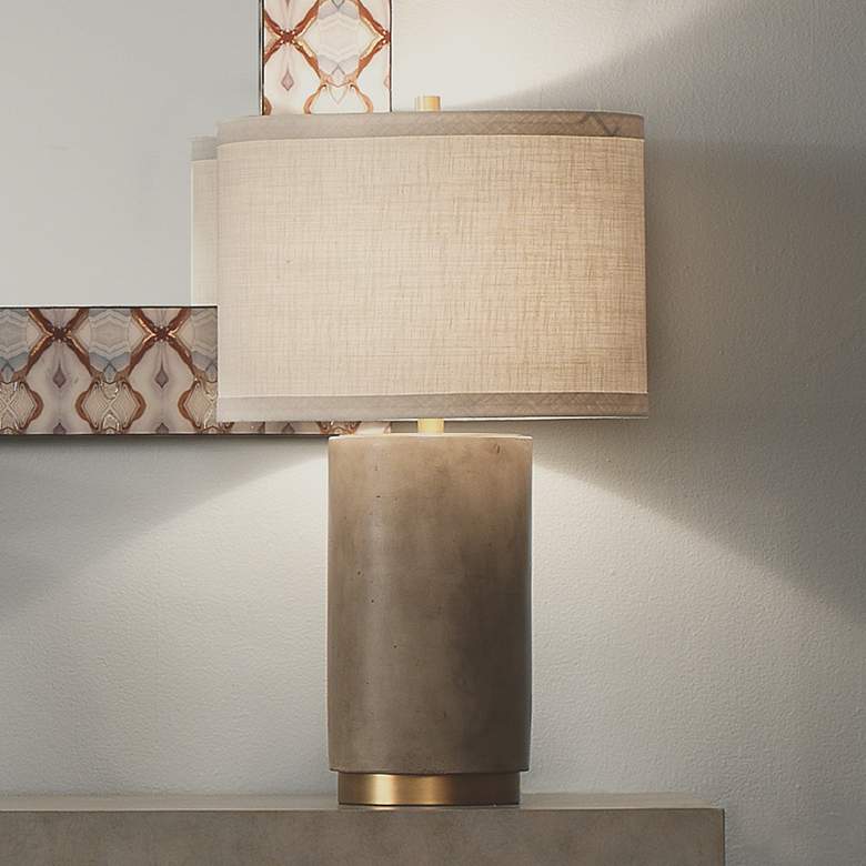 Image 1 Jamie Young Mortar Cement Table Lamp with Linen Shade