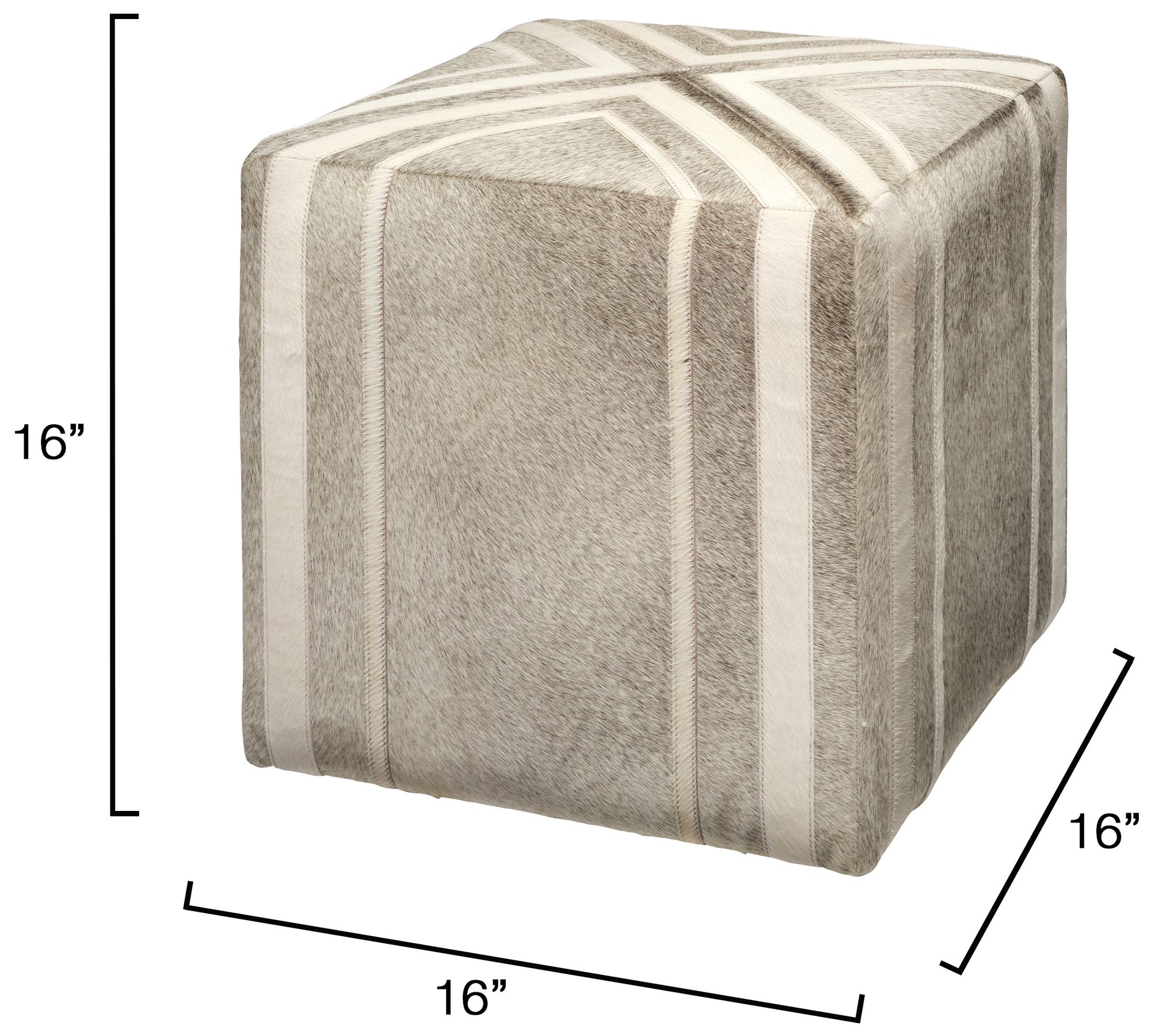 Image 2 Jamie Young Nantucket Ottoman 16" in Gra more views