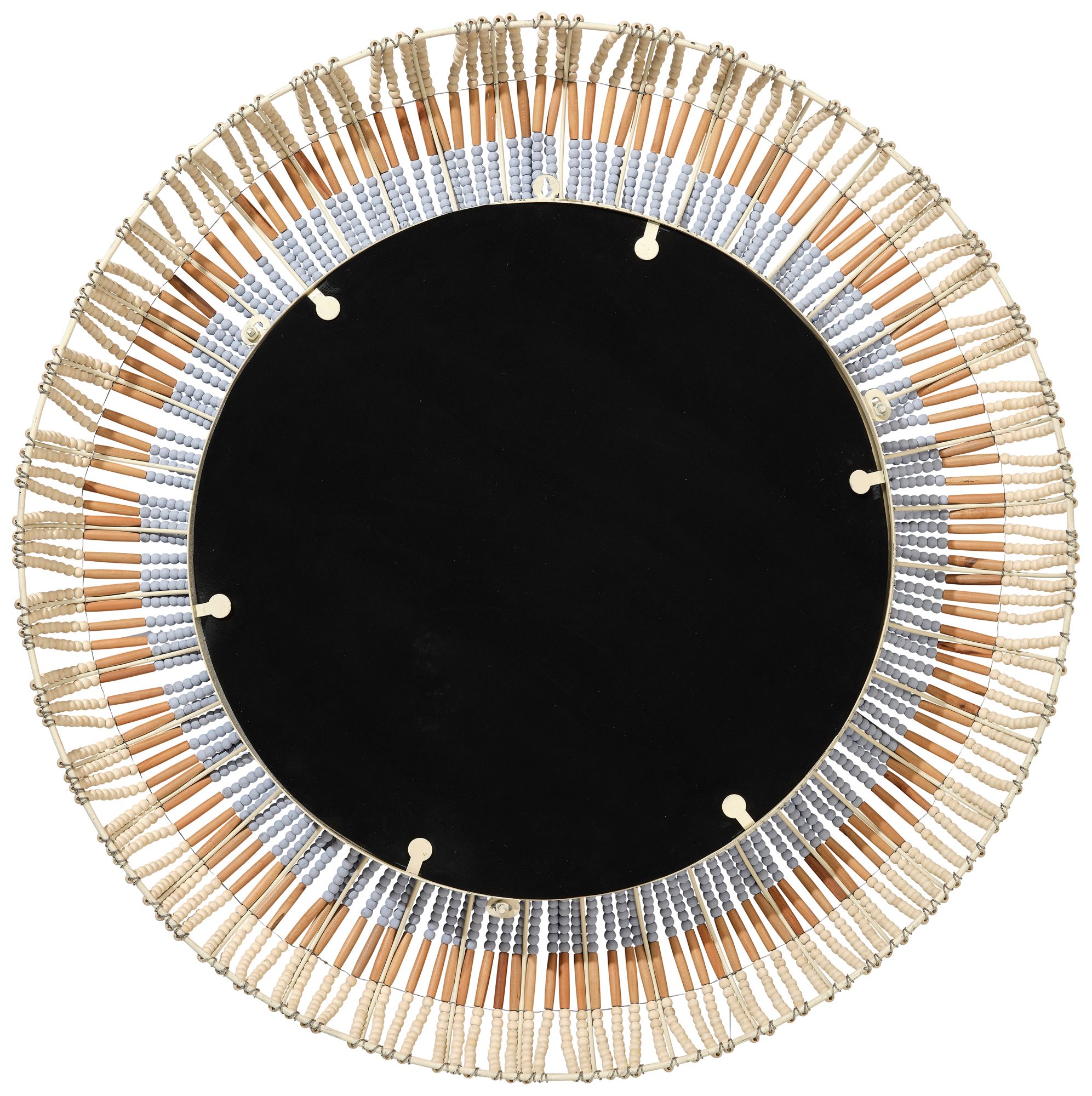 Image 5 Jamie Young Native Beaded 36" Round Wall Mirror in Natural and Blue more views