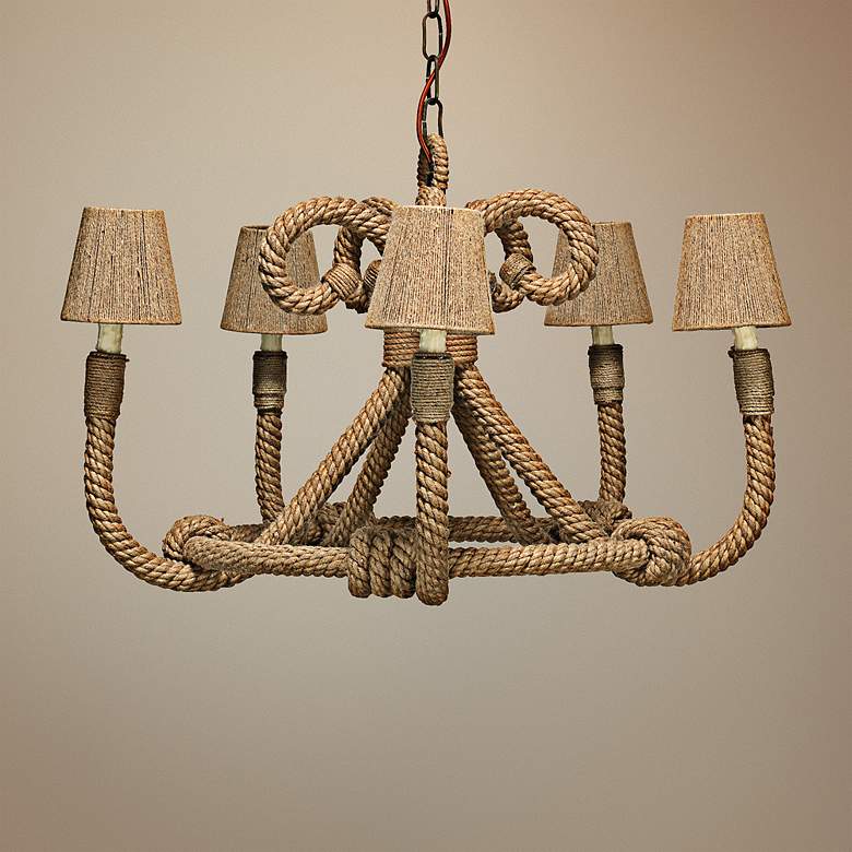 Image 1 Jamie Young Nautique Jute 30 inch Wide 5-Light Chandelier