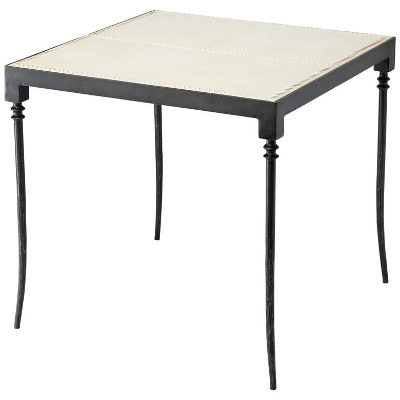 Image 1 Jamie Young Nevado Off White Leather and Black Steel Side Table
