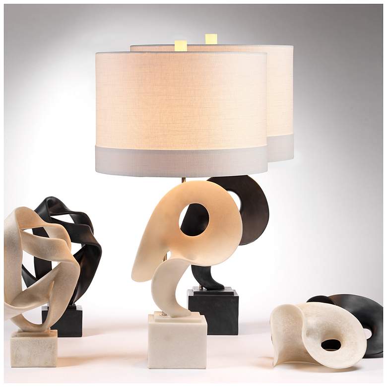 Image 2 Jamie Young Obscure Table Lamp with Linen Shade, White more views