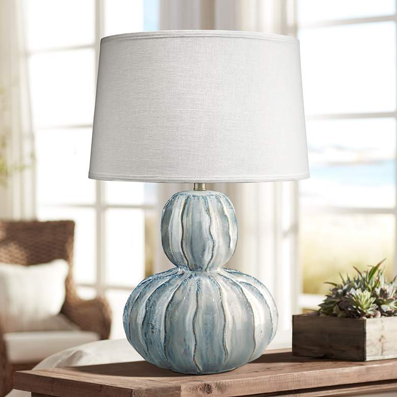 Image 1 Jamie Young Oceane White Ceramic Gourd Table Lamp