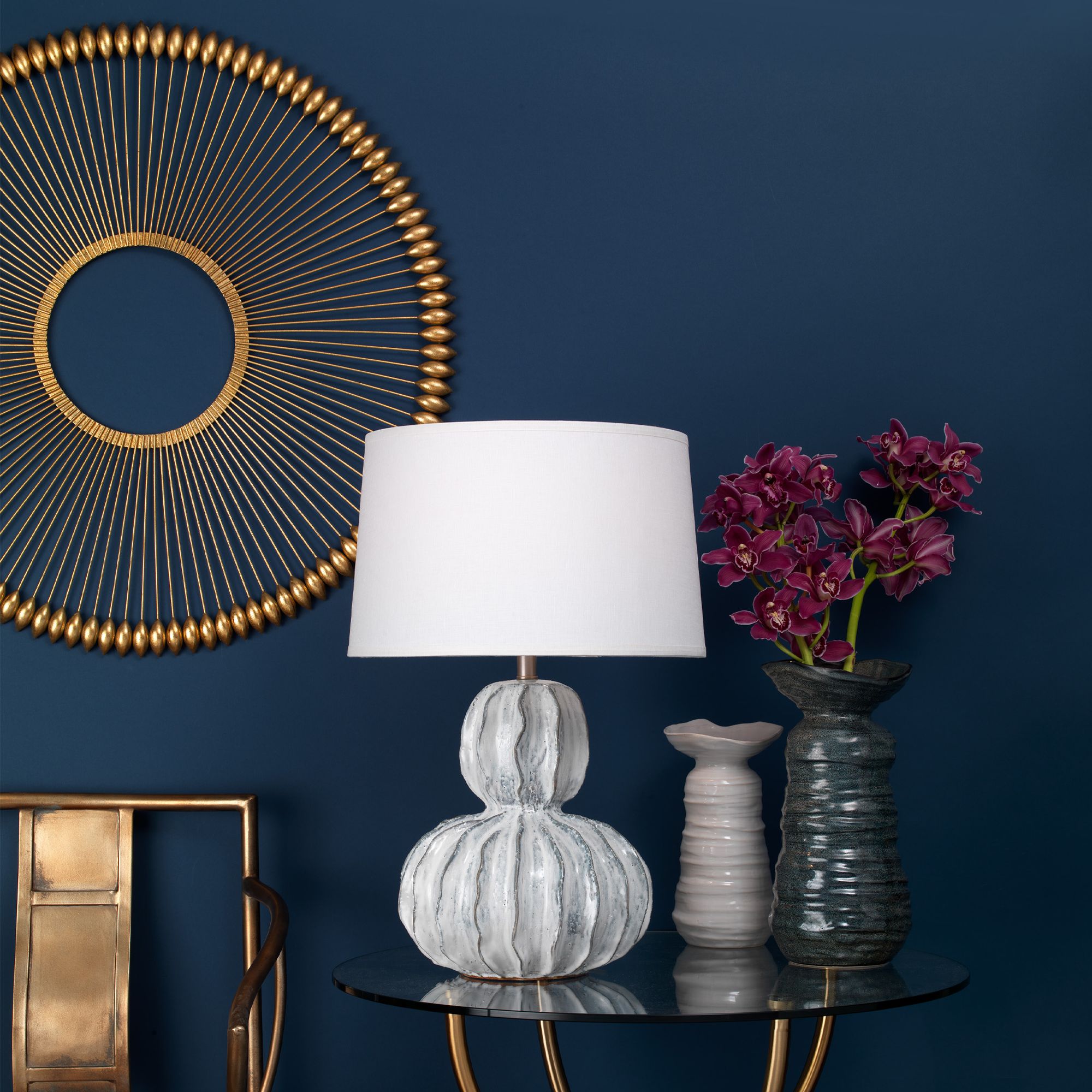 Image 6 Jamie Young Oceane White Ceramic Gourd Table Lamp more views