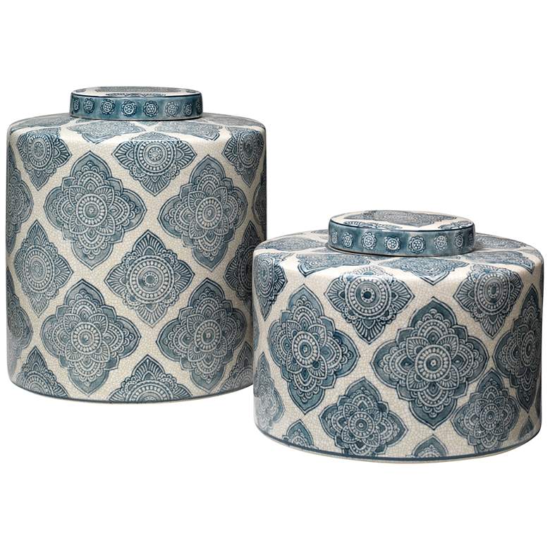 Image 1 Jamie Young Oran Blue and White Ceramic Canisters Set of 2