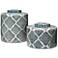 Jamie Young Oran Blue and White Ceramic Canisters Set of 2
