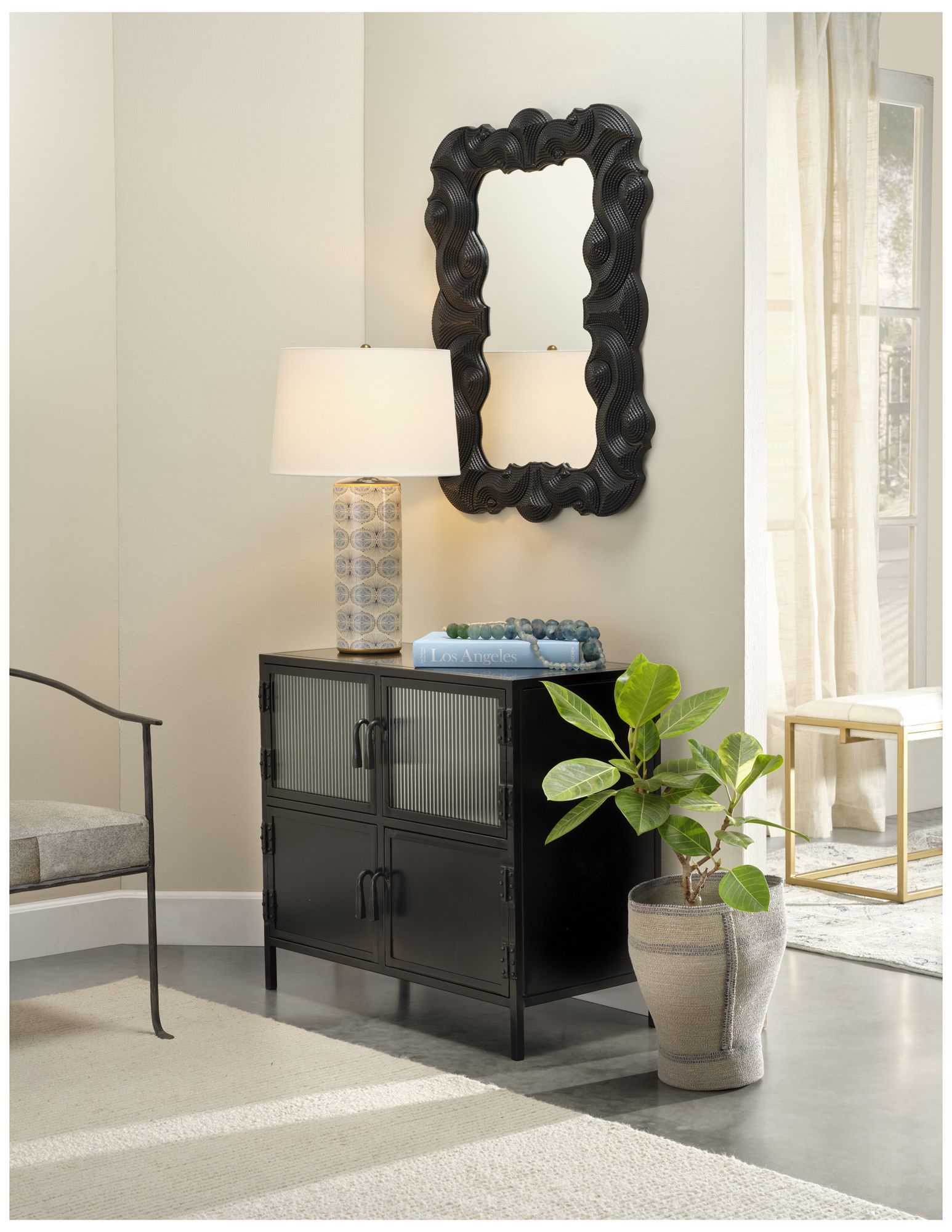 Image 5 Jamie Young Orbital Ceramic Table Lamp with Linen Shade 31" more views