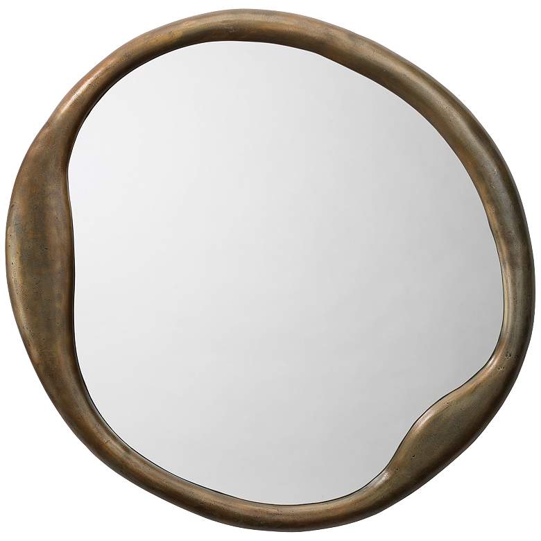 Image 1 Jamie Young Organic Antique Brass 36 inch Round Wall Mirror