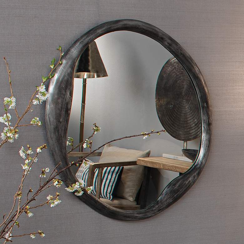 Image 3 Jamie Young Organic Antique Iron 36" Round Wall Mirror more views