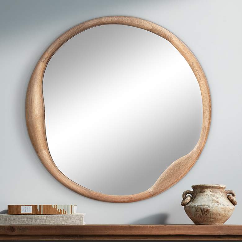 Image 1 Jamie Young Organic Natural Wood 36 inch Round Wall Mirror