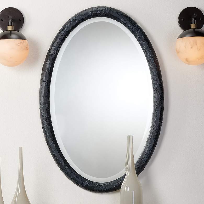 Image 2 Jamie Young Ovation Charcoal 20" x 32" Oval Wall Mirror