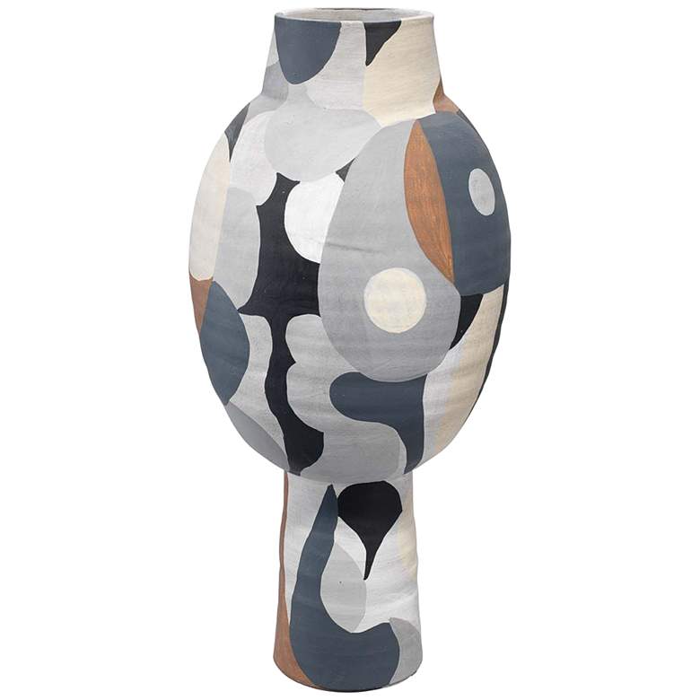 Image 1 Jamie Young Pablo 19 inch High Beige and Gray Ceramic Vase