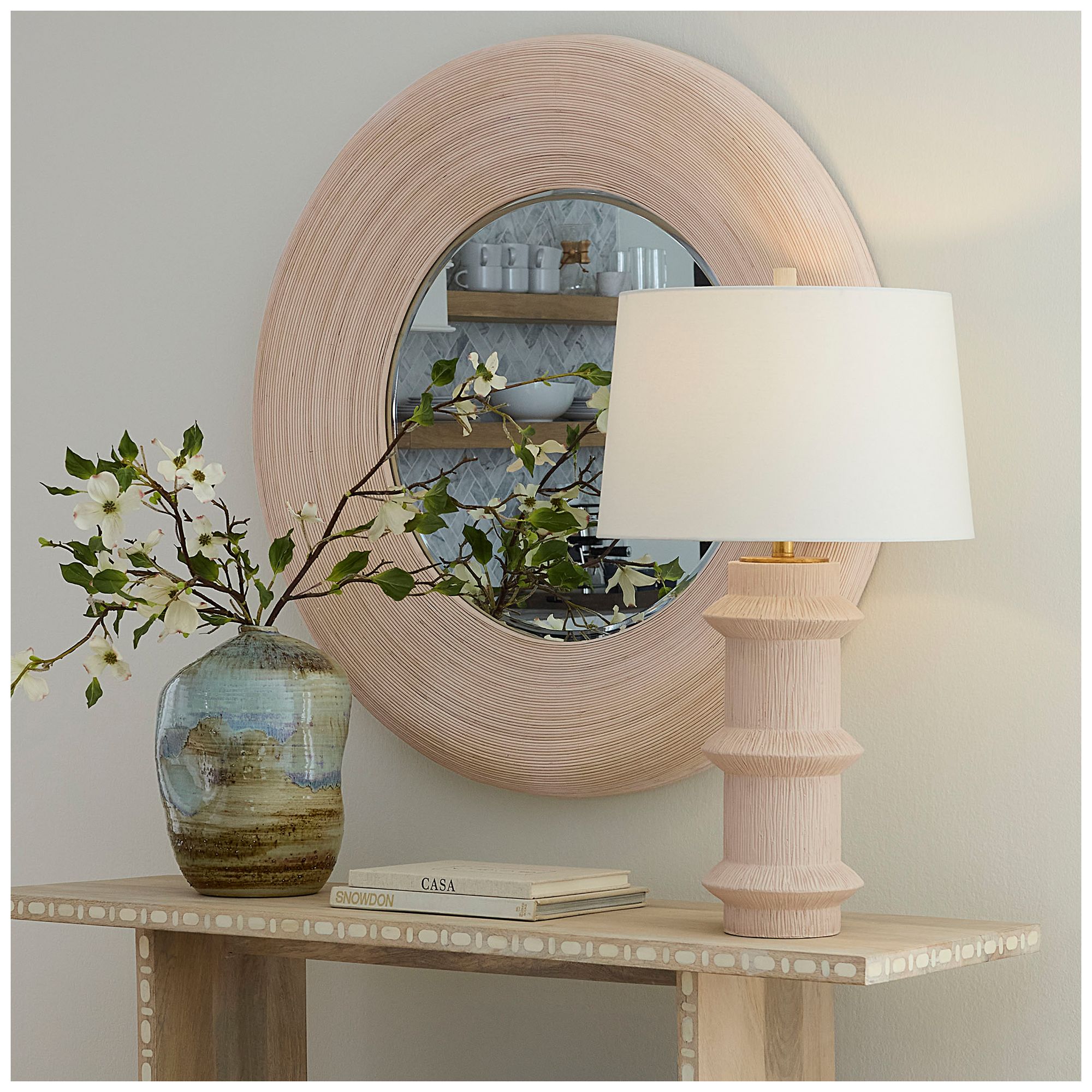 Image 5 Jamie Young Paddock Bamboo Round Wall Mirror, Cream more views