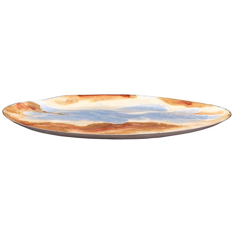 Image 1 Jamie Young Palette Blue Orange Metal Oval Decorative Tray