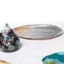 Jamie Young Palette Gray Enameled Metal Oval Decorative Tray in scene