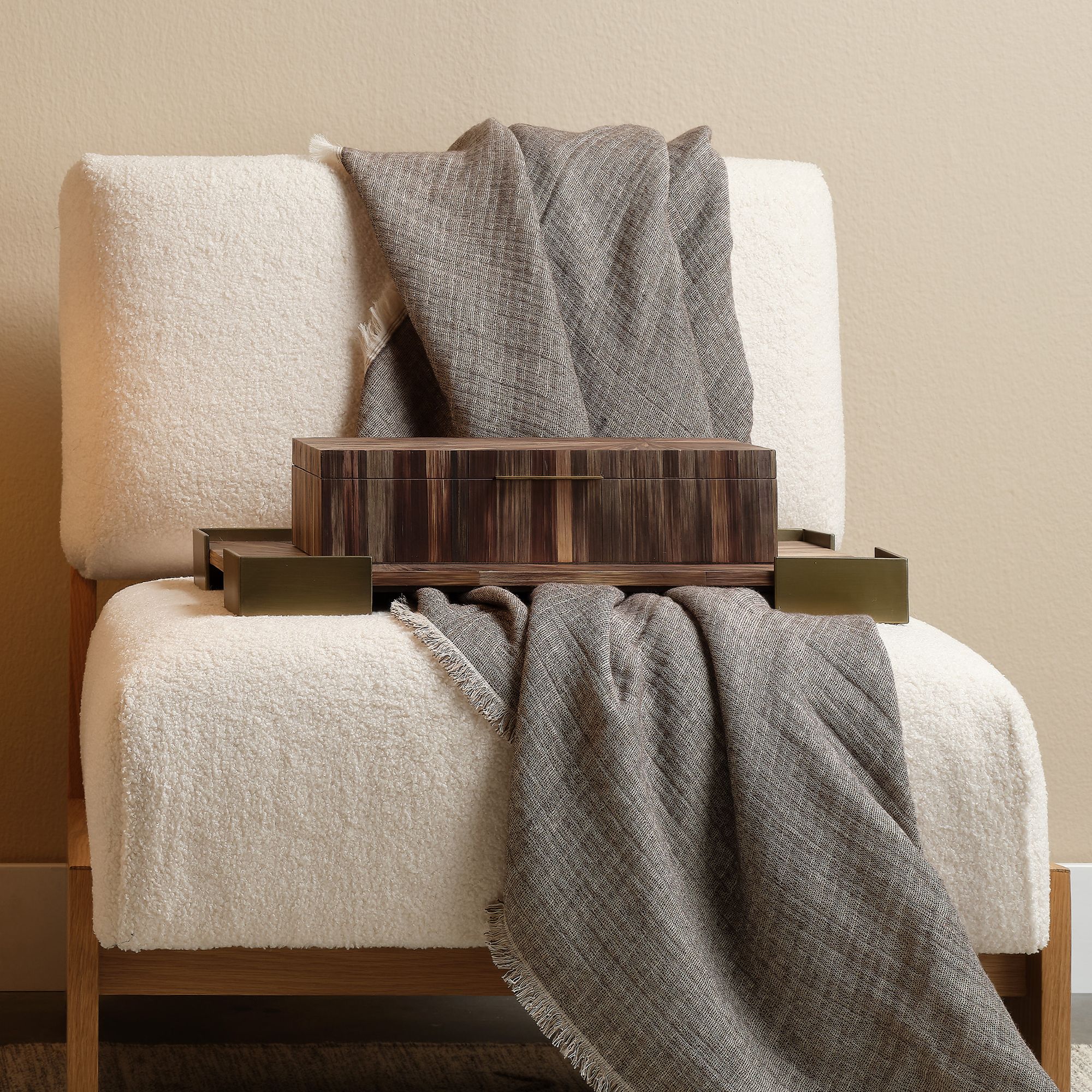 Image 2 Jamie Young Palm Marquetry Decorative Box more views