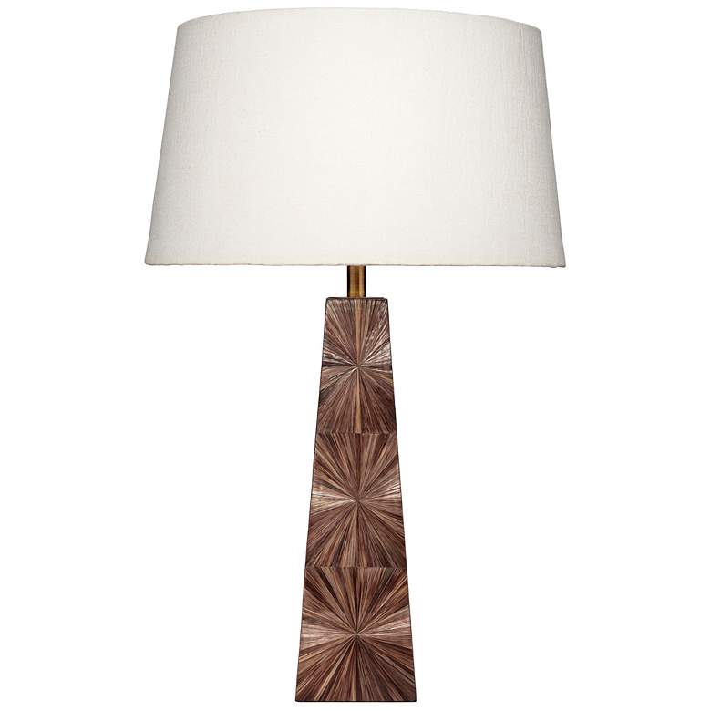 Image 1 Jamie Young Palm Marquetry Table Lamp with Linen Shade