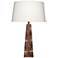 Jamie Young Palm Marquetry Table Lamp with Linen Shade