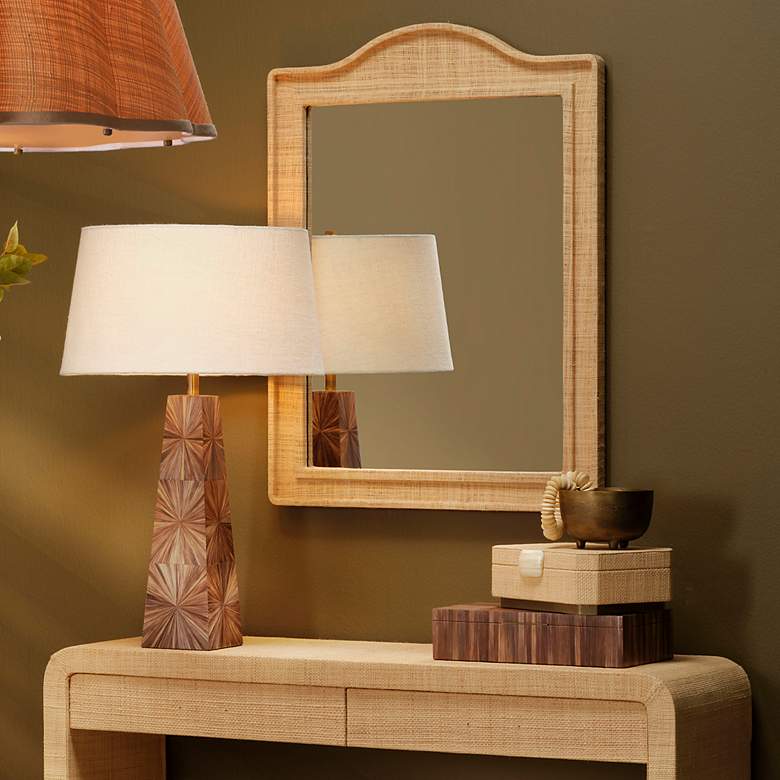 Image 5 Jamie Young Palm Marquetry Table Lamp with Linen Shade more views
