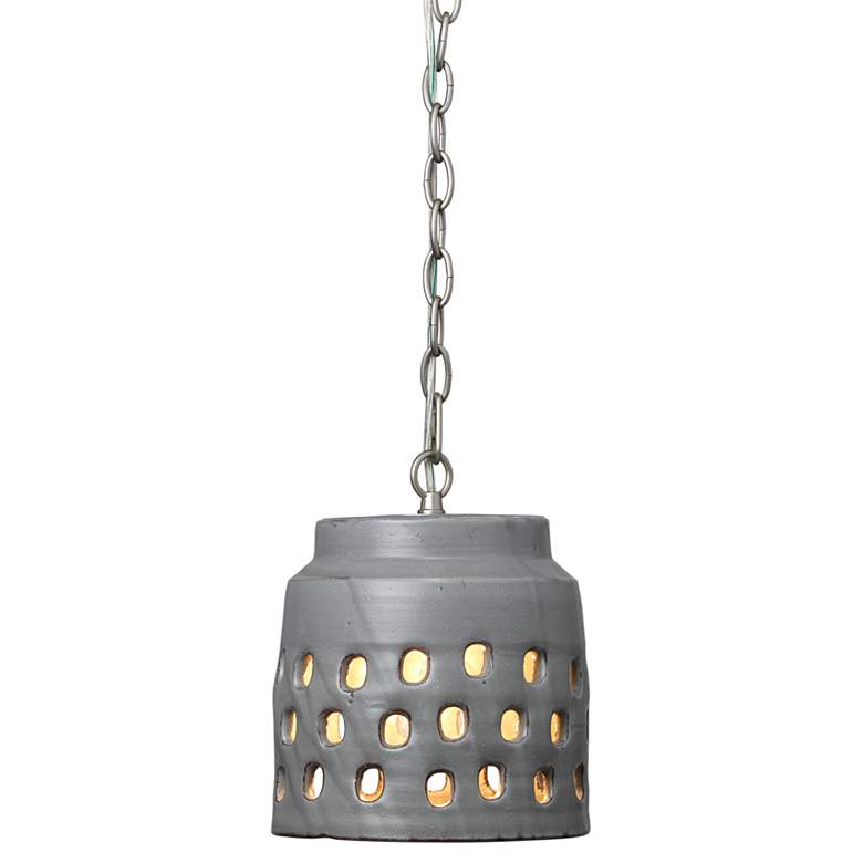 Image 1 Jamie Young Perforated 8 1/2 inch Wide Gray Ceramic Mini Pendant