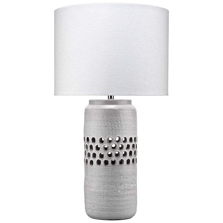 Image 1 Jamie Young Perforated Matte Gray Ceramic Vase Table Lamp