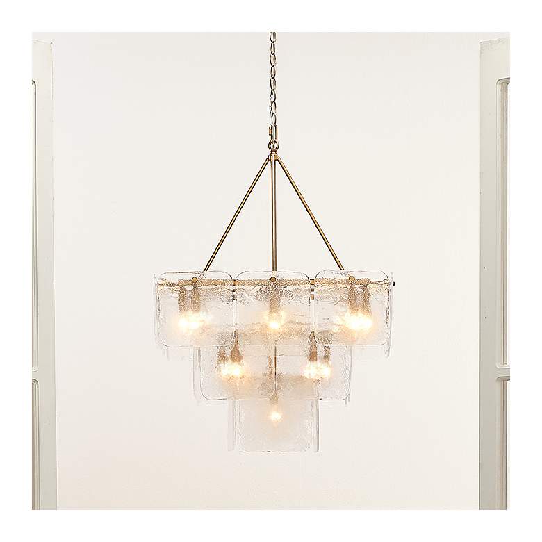 Image 1 Jamie Young Perignon Three Tier Melted Glass and Iron Chandelier