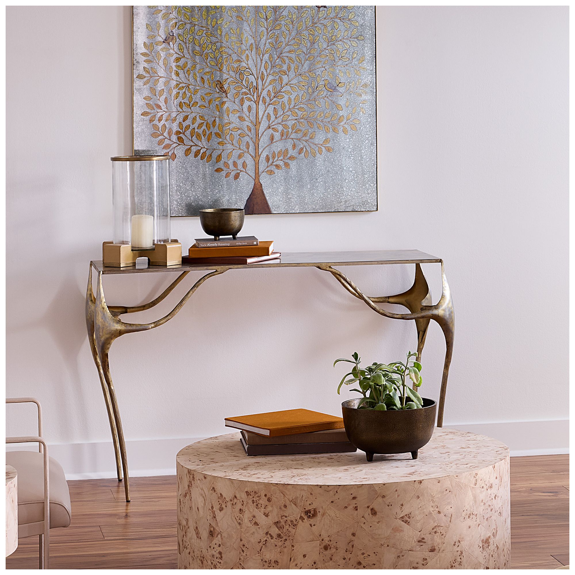 Image 2 Jamie Young Persephone Iron Console Table 31.5" in Gold more views
