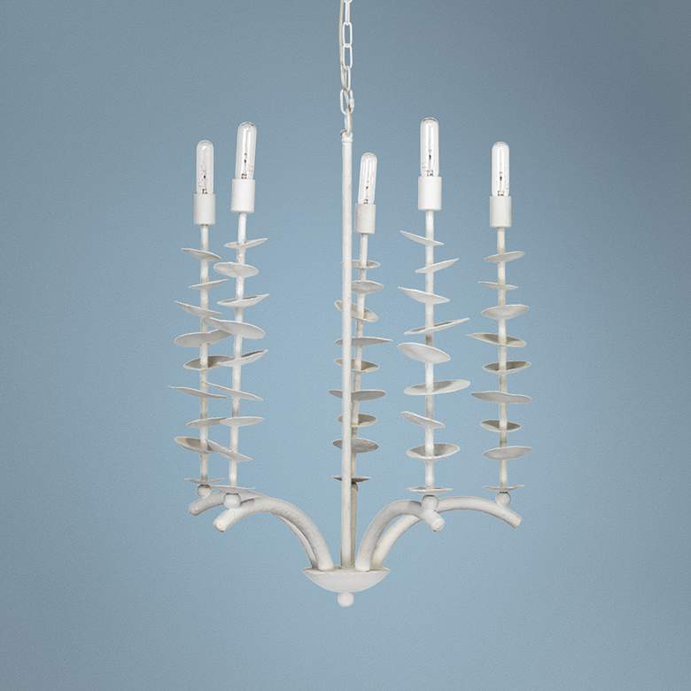 Image 1 Jamie Young Petals 24 inch Wide White Gesso 5-Light Chandelier