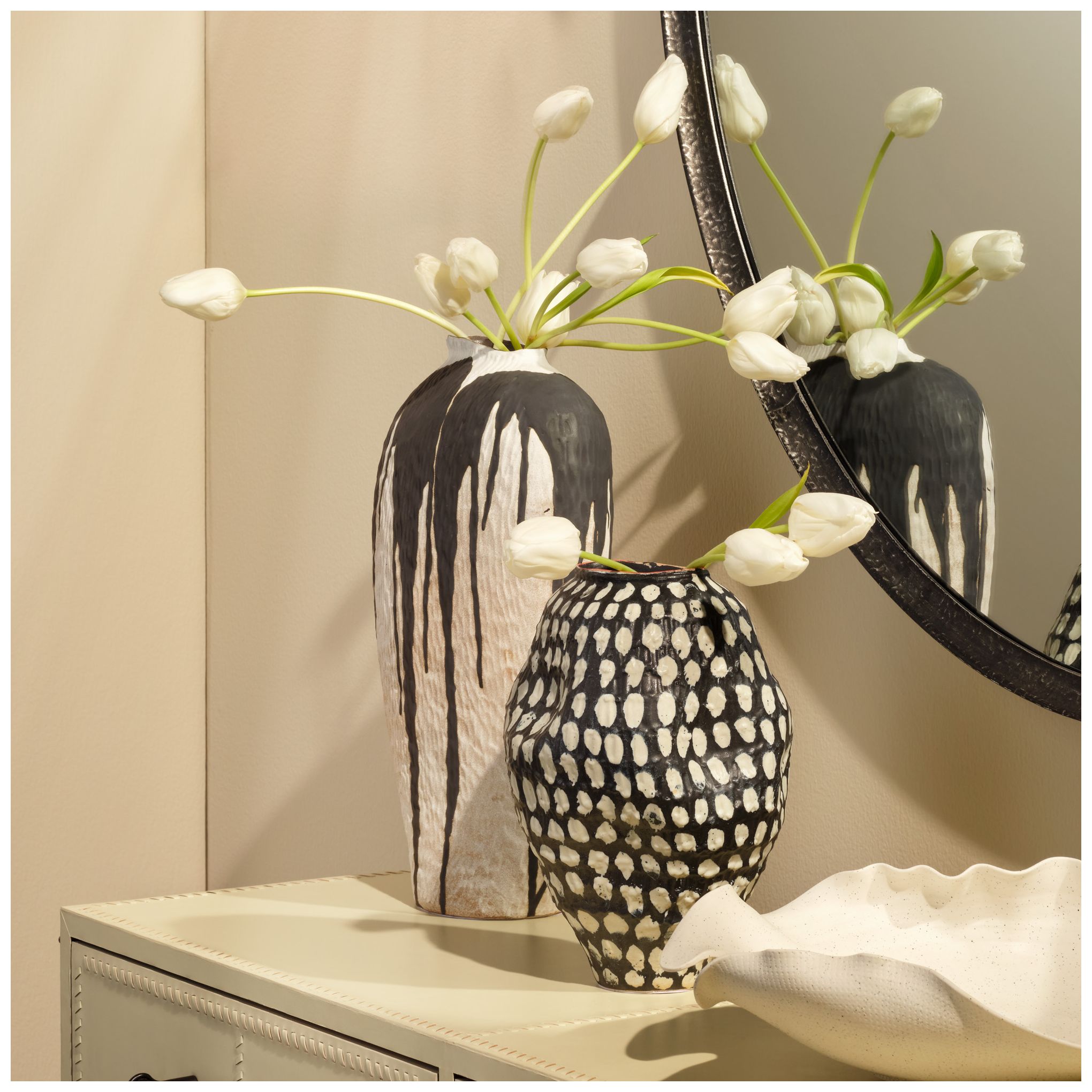 Image 4 Jamie Young Pinpoint Ceramic Vase 11.5" in Black more views