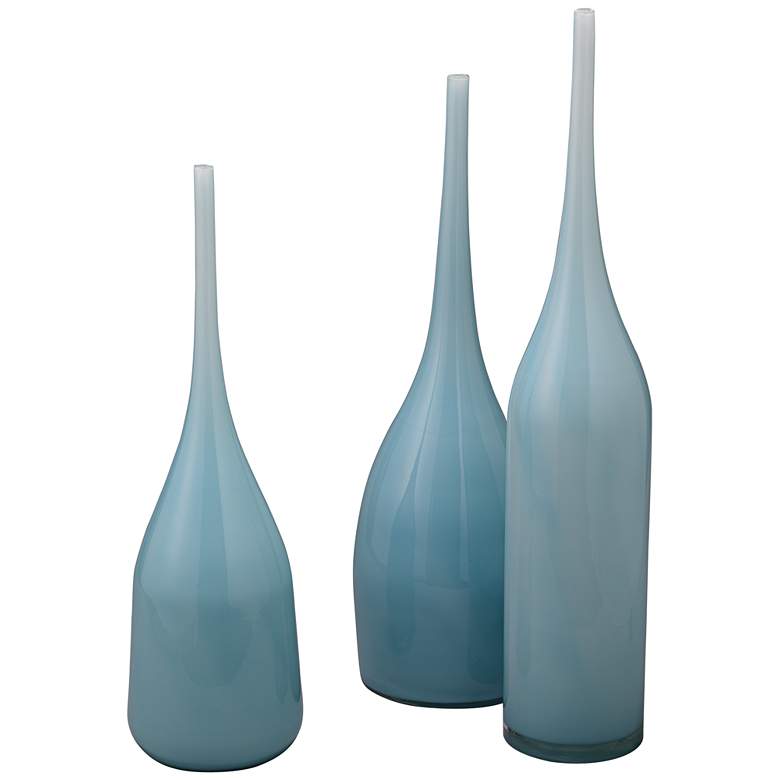 Image 1 Jamie Young Pixie Periwinkle Blue Glass 3-Piece Vase Set