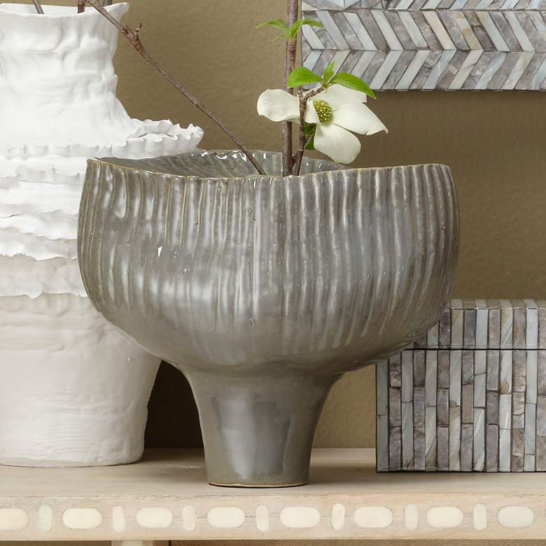 Image 1 Jamie Young Plunge Ceramic 9.5" High Decorative Vessel in Grey