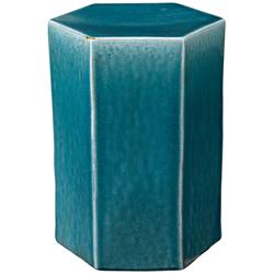 Jamie Young Porto 11 1/2&quot; Wide Azure Blue Ceramic Table