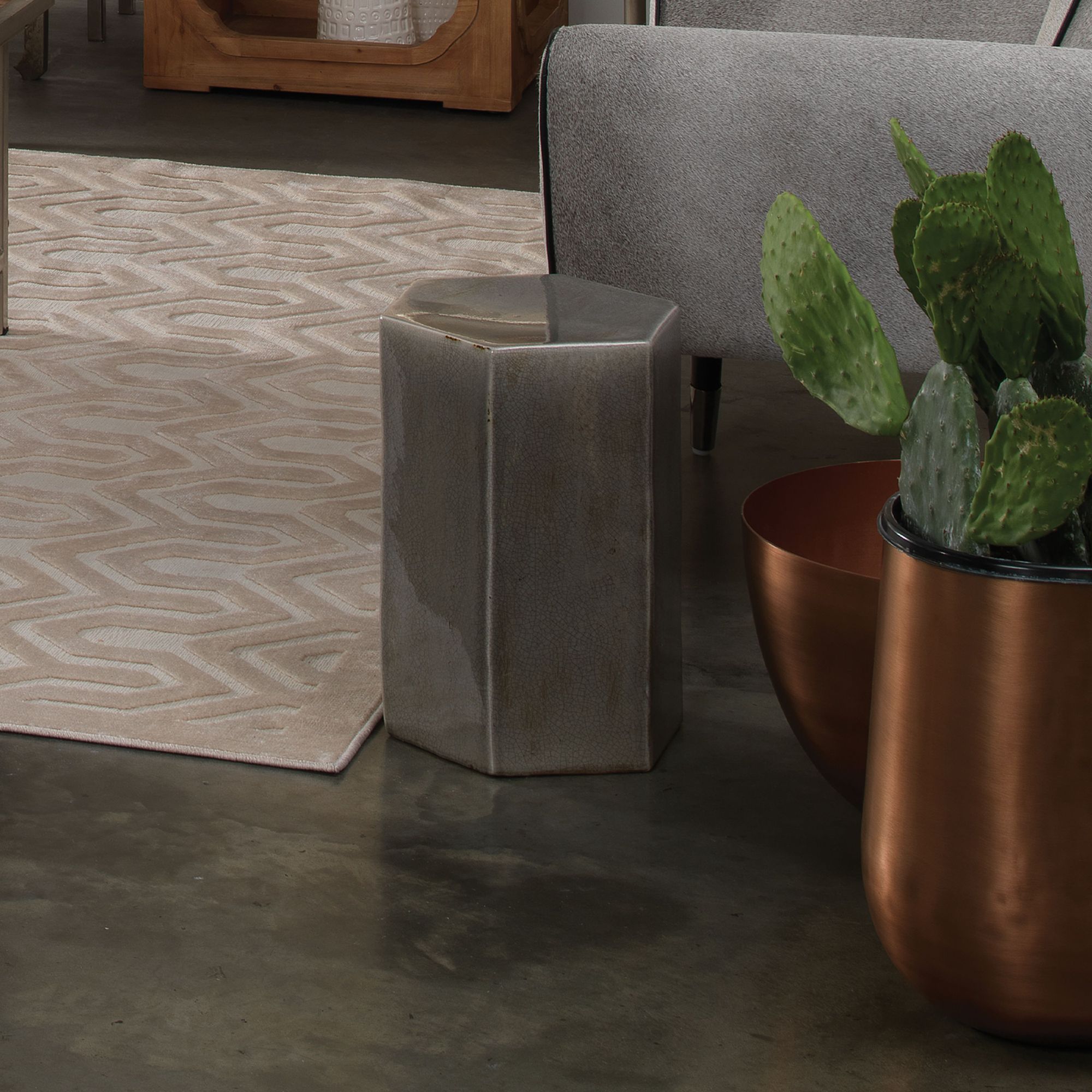 Image 5 Jamie Young Porto 11 1/2" Wide Pistachio Gray Ceramic Table more views