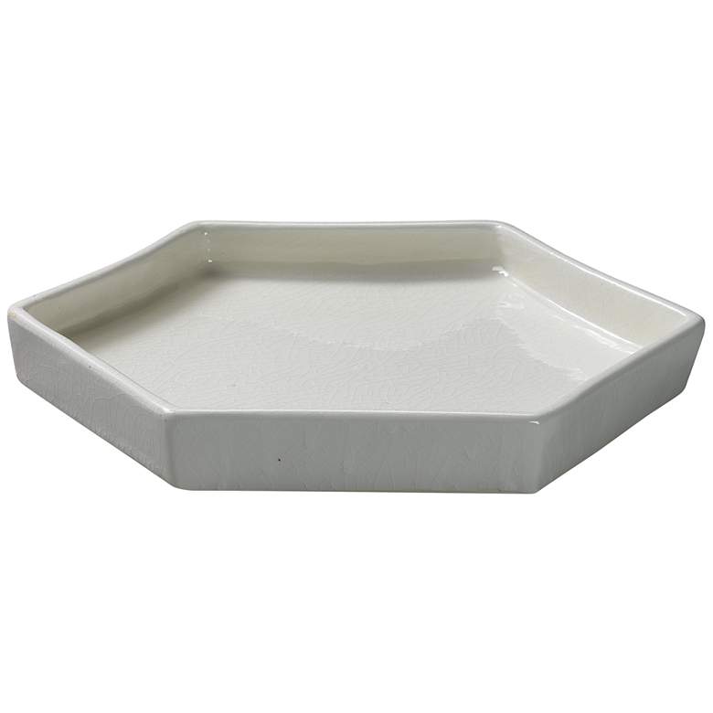 Image 1 Jamie Young Porto 11 1/2 inch Wide White Ceramic Hexagonal Tray